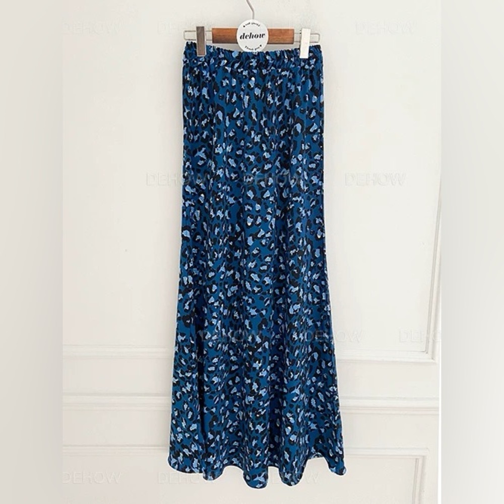 Womens High Waisted Floral Midi Skirt Slimming A-Line Flowy Casual Skirt